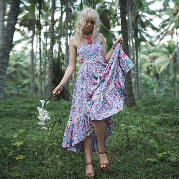 Spell and the Gypsy Collective Babushka Midi Dress Lavender XS b126 - Picture 1 of 16